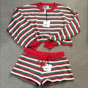 Beach Riot Red and Green Striped Sweater